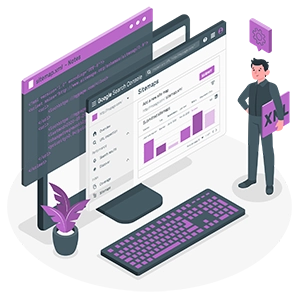 a man standing in front of a computer